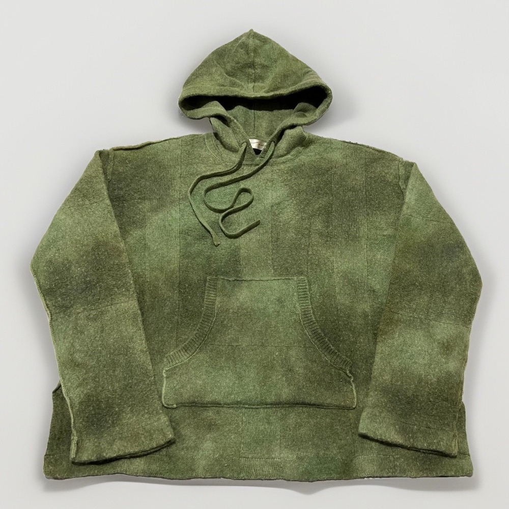 Raquel Allegra Womens Green Luxury Tie-Dye Cashmere Wool Blend Hoodie Pullover M